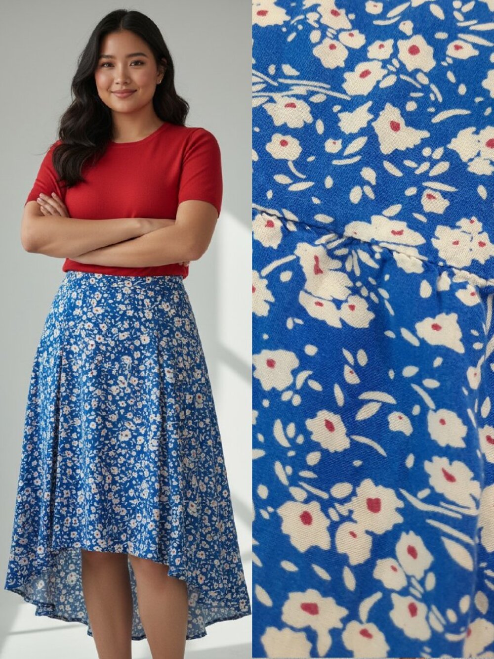 Ditsy high low midi skirt - Pretty Garden brand